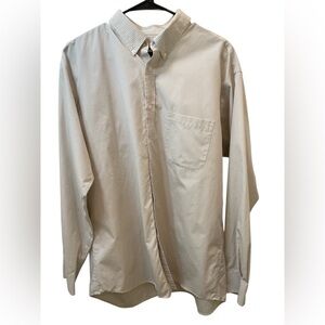 Joseph & Feiss Men’s Large Non-Iron Plaid Button-Down Shirt Tan Cream Cotton